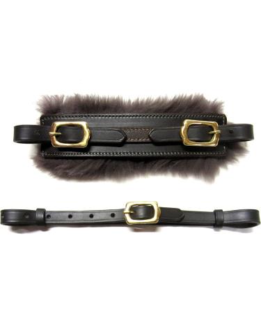 Buy PS Horse Articles Noseband Set - Padded with Sheepskin Chin Strap Black & Gold Fittings | International Shipping Available - Buy Online on GoSupps.com