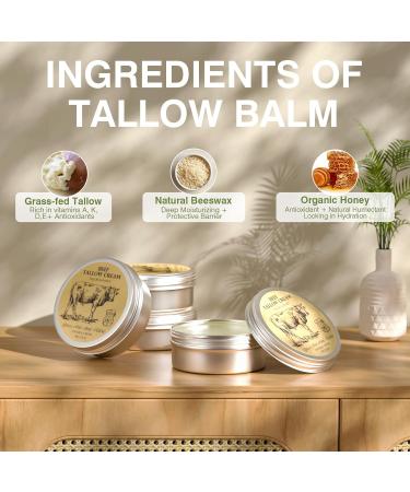 Beef Tallow for Skin, Tallow and Honey Balm,Tallow Face Moisturizer, Natural Grass-Fed Beef Tallow Balm with Raw Honey Moisturizing Cream for Body Lotion Skin Care - Buy Online on GoSupps.com
