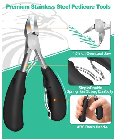 Softal Professional Footnail Pliers Set - Sharp Nail Tongs for Thick & Ingrown Toenails | Stainless Steel Pedicure Kit with Nail Clippers File & Scissors | 6-Part Set in Black & Silver - Buy Online on GoSupps.com