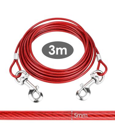Premium 3m Tie-Out Linen for Dogs | Heavy-Duty Dog Tie-Out Cable for Small Medium & Large Breeds - Red - Buy Online on GoSupps.com