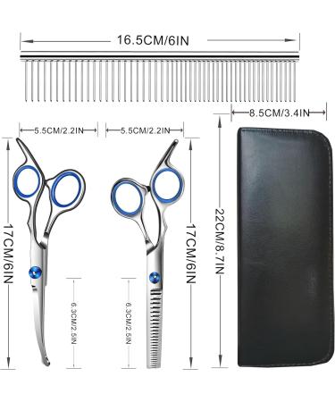 Jiasoval 4-in-1 Dog Grooming Kit with Safety Round Tip - Professional Scissors Set for Dogs & Cats - Includes Steel Comb and Leather Pouch - Buy Online on GoSupps.com