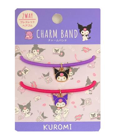 Sanrio Kuromi Hair ties Hair Band Bracelet Ponytail Hair Accessories 2pcs Set Kuromi/Face