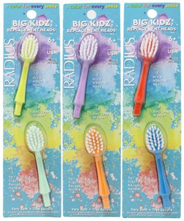 RADIUS Big Kidz Forever Brush Replacement Heads for Children  6 Years and Up  BPA Free ADA Accepted for Growing Teeth and Gums  2 Heads - Extra Soft