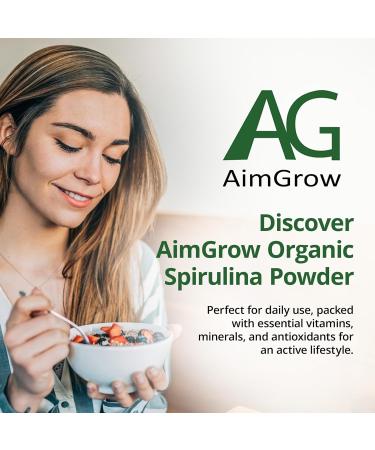 Aimgrow Organic Spirulina Powder Protein-Rich Spirulina for Eye Skin and Immune Health Canada Organic Non-GMO and Gluten-Free 454 Grams - Buy Online on GoSupps.com