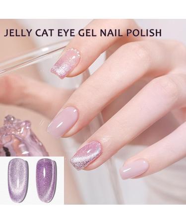 Jelly Cat Eye Gel Nail Polish Purple Glitter Crystal Gel Polish Purple Magnetic Nail Polish Soak Off UV/LED Holographic Gel Polish Sparkly Cat Eye Gel Polish for Nail Art Manicure Salon DIY at Home - Buy Online on GoSupps.com