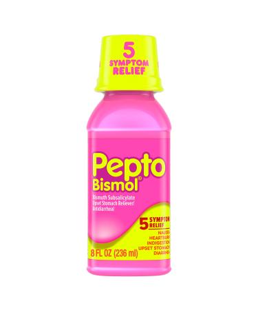 Pepto Bismol Original Liquid 5 Symptom Medicine - Including Upset Stomach and Diarrhea Relief 8 oz (Packaging May Vary) 8 Fl Oz (Pack of 1)