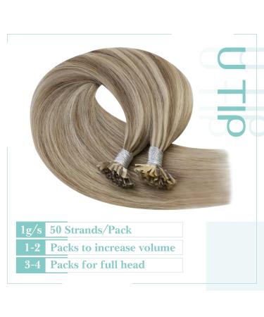 Youngsee Real Hair Bonding Extensions - 45cm U-Tip Light Brown & Platinum Highlights Keratin Hot Fusion 50g - #P8A/60 - Buy Online on GoSupps.com