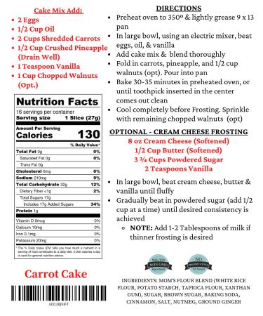 Delicious Mom's Gluten Free Carrot Cake Mix - Perfect for a Sweet Treat - Buy Online on GoSupps.com