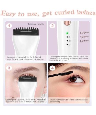 5D Heated Eyelash Curlers USB Rechargeable Electric Eyelash Curler 3 Levels of Temperature Adjustment for Girls Women Quick Heating Curling(White) - Buy Online on GoSupps.com