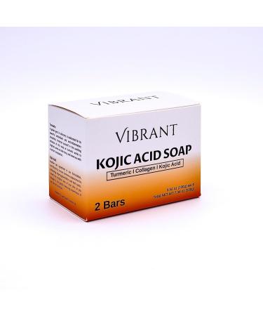 VIBRANT Kojic Acid Soap Bars - Vitamin E Turmeric Collagen & Coconut Oil - Korean Brightening & Anti-Aging Soap for Moisturizing & Skin Lightening (2 x 100g - Buy Online on GoSupps.com
