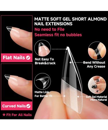 UNA GELLA Short Almond Fake Nails - 504PCS Soft Gel Nail Tips for DIY Nail Art | Salon Quality Half Cover Extensions - 12 Sizes A-XS - Buy Online on GoSupps.com