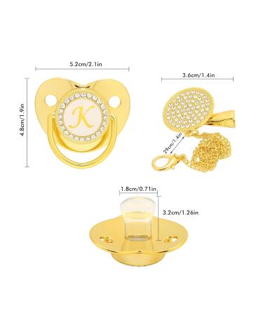 Golden Baby Pacifier - Curved Design Safe Materials 26 Letters Healthy Bling with Clips for 6-18 Months - Buy Online on GoSupps.com