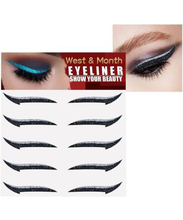 Glitter Eyeliner Stickers | Instant Self Adhesive Eyeliner Stencil 5 Pairs | Glitter Effect Adhesive Eyeliner Stickers Wobblo Silver (Pairs) - Buy Online on GoSupps.com
