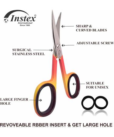 INSTEX Cuticle Nail Scissors and Files Set with Nail Pusher - Professional Curved Steel Blade for Precise Eyebrow and Toenail Grooming | Manicure Pedicure Tools for Men and Women - Includes Leather Pouch (Red Yellow) - Buy Online on GoSupps.com