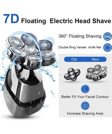 7D Electric Rotary Head Shaver for Bald Men Cordless USB Rechargeable Wet Dry Razor with Nose Hair Trimmer and Sideburns - Buy Online on GoSupps.com