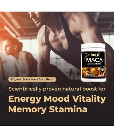 InkaMaca Organic Black Maca Powder for Men - 100% Pure Peruvian Black Maca Root Supplement to Support Male Energy - Easy to Mix with Coffee or Water No Additives Fillers Preservatives Non-GMO (124g) - Buy Online on GoSupps.com