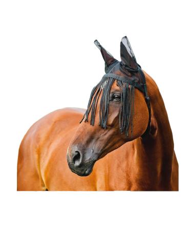 netproshop Soft Fly Mask Fly Protection with Fringes Black Shetty-XLFull Selection:Cob