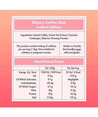 Skinny Coffee Club Instant Day Blend - Metabolism Boosting Fat Burning Appetite Suppressing with Siberian Ginseng Garcinia Cambogia & Green Tea Extract - 28 Day Plan Weight Management Coffee - Buy Online on GoSupps.com