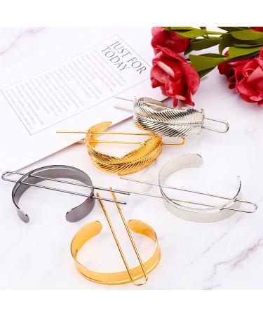 5-Piece Round Top Hair Stick Set | High Polished Alloy Bun Cage Feather Hair Clip | Wedding Hair Accessories for Women Girls (Gold Silver Black) - Buy Online on GoSupps.com