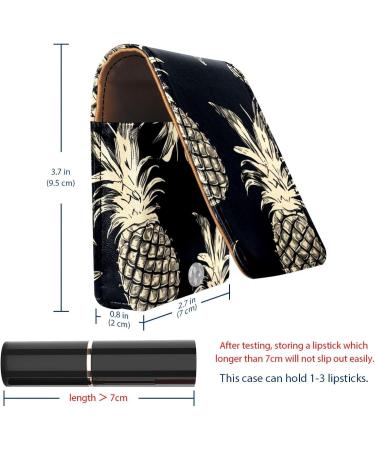 Travel Lipstick Organizer Case - Portable Makeup Bag with Mirror | Black White Graffiti Pineapple - Perfect for International Shipping - Buy Online on GoSupps.com