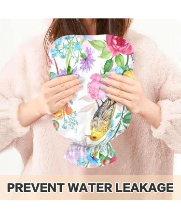 Hot Water Bottle with Watercolor Flowers & Birds - 2L Large Pain Relief Bag for Bed Hands & Feet - Buy Online on GoSupps.com