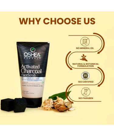 Os hea He rbals Activated Charcoal Face Scrub for All Skin Types | For Whitening & Anti Black Heads |Enriched with Licorice Extracts | Paraben Silicon & Mineral Oil Free - 120g - Buy Online on GoSupps.com