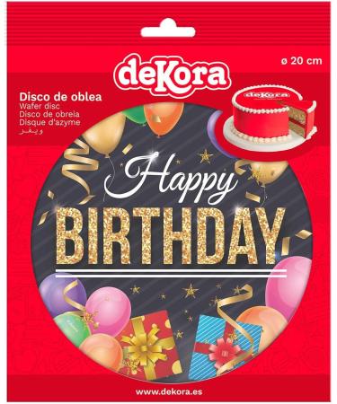 Dekora Happy Birthday Wafer Disc for Cake Edible Cake Topper for Birthday Cake Round 20 CM - Buy Online on GoSupps.com