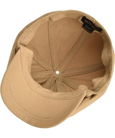 BOTVELA Men's 100% Cotton Newsboy Flat Cap in Khaki - Size 7 3/8 - Buy Online on GoSupps.com