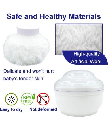 Large Fluffy Body Powder Container | Baby Care Face/Body Villus Powder Puff Box | Talcum Powder Container with Hand Holder - White - Buy Online on GoSupps.com