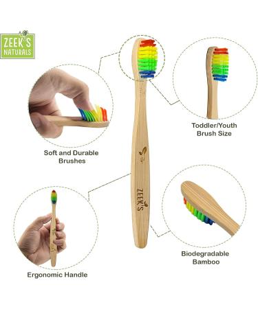 Zeek's Naturals Kids Biodegradable Eco-Friendly Natural Toothbrushes - Pack of 4 - Numbered - Buy Online on GoSupps.com