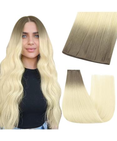 Youngsee genius real hair treat ombre 60cm virgin brawl real hair for the intake light brown ombre ombre platinum blonde extensions real hair treating real hair smooth 25g #r8t60 60 cm 2-genius confessions- #r8t60