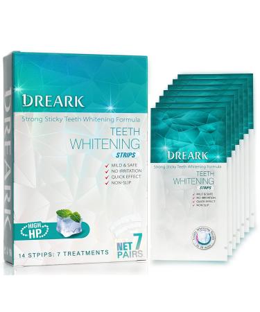 DREARK Teeth Whitening Strips, 7 Treatments White Strips Kit for Sensitive Teeth, Whiter Teeth in 7 Days, Helps Remove Smoking Coffee Soda Wine Stain (Peppermint, 7 Treatments 14 Strips) Peppermint 7 Treatments 14 Strips