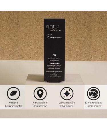 Natural Girl Organic Sunscreen SPF 20 - Vegan Anti-Aging Cream with Zinc Oxide & Hyaluronic Acid - 50ml | Made in Germany UVB & HEV Protection Dermatologically Tested - Buy Online on GoSupps.com