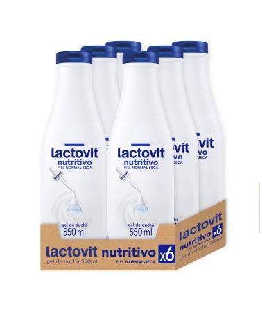 Lactovit Lactovit - Nourishing and moisturizing shower gel for strong and youthful skin creamy and light texture formulated with ProLactic10 for daily use for normal and dry skin - Pack of 6 x 550 ml