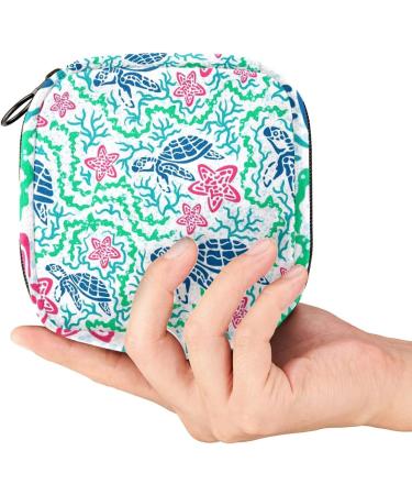 Sea Turtle Seaweed Starfish Menstrual Pad Storage Bag - Portable Period Pouch for Women - Color 2 - Buy Online on GoSupps.com