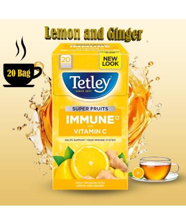 Tetley Tea Bag Pick N Mix - Create Custom Tea Bags Combo with 8+ Flavours | Detox Mint Lemon and ginger Green Tea Pure Lemon & Ginger | Gift Set for Tea Lovers Pack 5 (20 Bags) Pack of 5 - Buy Online on GoSupps.com