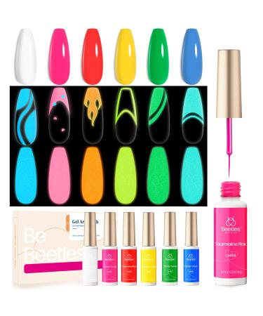 Beetles Gel Polish Neon Glow in the Dark Gel Liner Nail Polish - 6 Colors Luminous Green Blue Hot Pink Liner Nail Art Gel Soak off Led Nail Lamp Fluorescent Bright Colors Glows Summer Nails Art Design - Buy Online on GoSupps.com