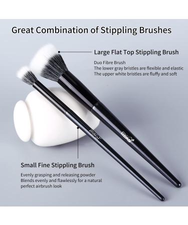 MSQ Premium Quality Stippling Brush Duo Fibre for Makeup Face & Eyes - Ideal for Concealer, Color Correcting, Blending, Liquid, Cream, Powder - 2pcs Set - Buy Online on GoSupps.com