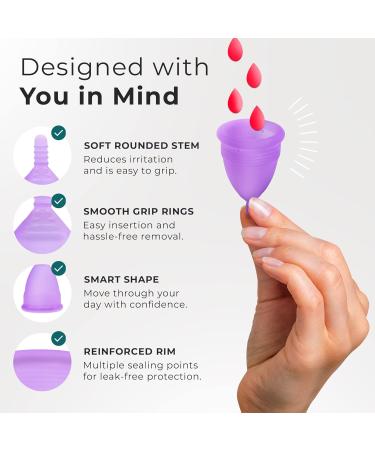 EcoBlossom Reusable Menstrual Cup Set - The Most Reliable Medical Grade Silicone Period Cups - Comfortably use for 12 Hours (2 Large Cups) Large (Pack of 2) - Buy Online on GoSupps.com