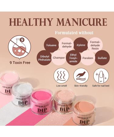 AZUREBEAUTY 18Pcs Dip Powder Nail Kit - Baby Pink & Neutral Colors for Manicure Art | Salon or Home Use - Buy Online on GoSupps.com