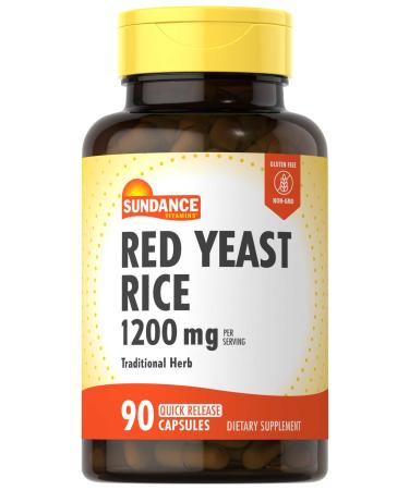 Sundance Red Yeast Rice 1200mg Capsules | Traditional Herbal Supplement | Non-GMO and Gluten Free Formula