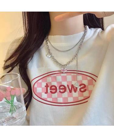 Trendy Heart Double-Like Fringe Necklace | Fashionable Alloy Chain Accessory for Parties & Appointments - Buy Online on GoSupps.com