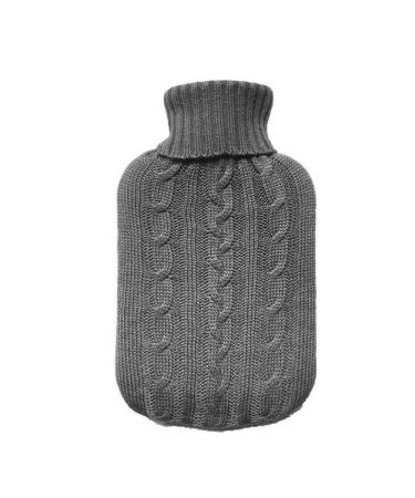 Hot Water Bottle Knitted Cover Grey Knitted Insulator Hot Water Bag for Pain Relief Great Gift for Women Soothes Muscles Cover only (Hot Water Bottle not Included) - By TRIXES