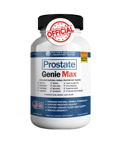 Prostate Genie Max - Natural Prostate Support Supplement | Promotes Urinary Health & Reduces Urgency | 60 Capsules | Made in USA (1)