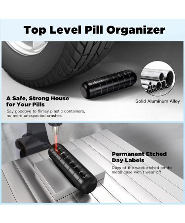 Zannaki Metal Weekly Pill Organizer - Waterproof & Travel-friendly 7 Day Case for Pills, Vitamins & Supplements - BPA Free, Stackable Aluminum Alloy (Black) - Buy Online on GoSupps.com