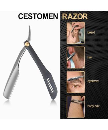 Professional Stainless Steel Straight Razor for Men | Black Barber Shaver for Home Salon Grooming - Buy Online on GoSupps.com