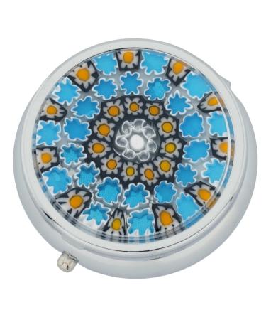 GlassOfVenice Murano Glass Millefiori Pill Box - Silver Round