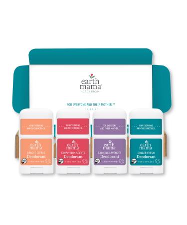 Earth Mama Mini Deodorant Travel Size Set | Aluminum Free Deodorant for Women | No Baking Soda | Natural Deodorant for Sensitive Skin | Safe for Pregnancy & Breastfeeding (4Pack) Assorted Scents 0.56 Ounce (Pack of 4)