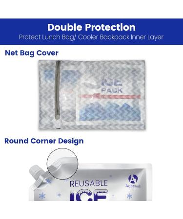 AGECASH A Ice Packs for Lunch Bags Cooler Long Lasting Cold Freezer Ice Pack for Lunch Box Keeps Food Cold & Fresh 2 Pack Medium - Buy Online on GoSupps.com