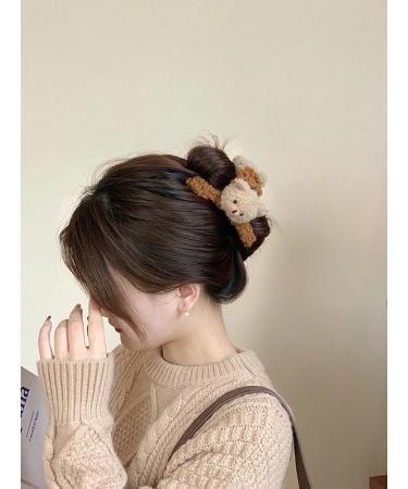 3 Pcs 4.72 Inch Large Plush Bear Hair Claw Clips - Cute & Strong Hold Hairpins for Women and Girls - Stylish Hair Accessories for Thick and Thin Hair - Buy Online on GoSupps.com